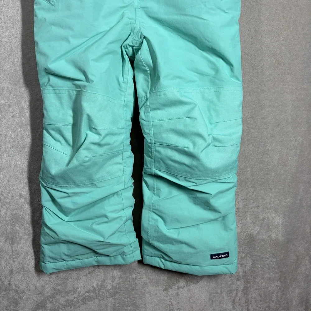 Lands End Squall Insulated Snow Bib Kids 5 Green Grow A Long Reinforced Knee